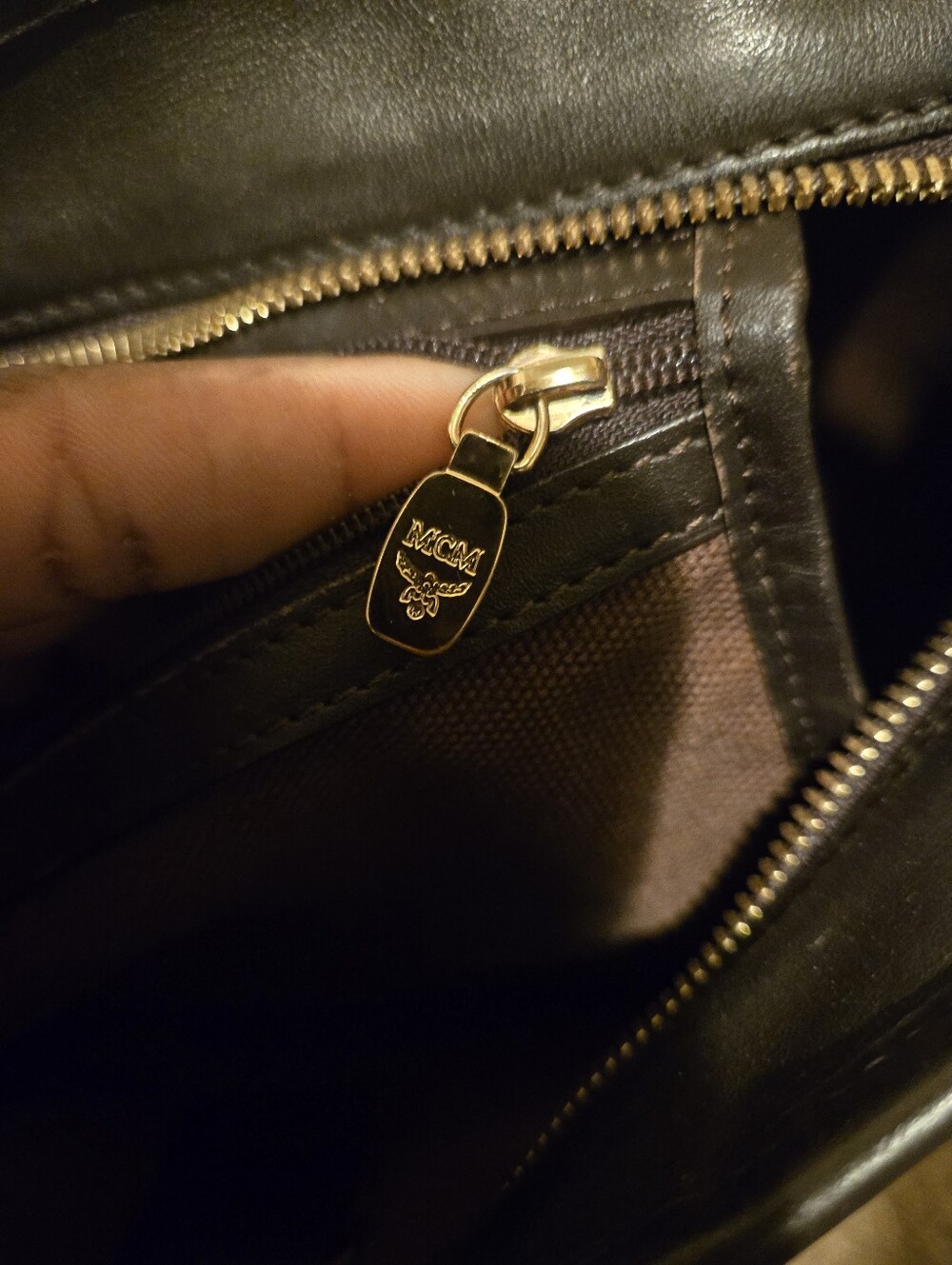 MCM Visetos Dog Bone Striped Shopper Tote Bag - Picture 13 of 17